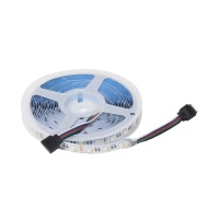 Лента светодиодная RGBW - 10W/m, 12V, 12мм, 5050, 60 д/м, IP20, цветная + теплый белый - 5м, AKS — купить мебельную фурнитуру в Санкт-Петербурге | AKS мебель
