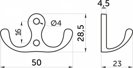 Крючок меб. двухрожковый мет. WP19 хром GRIDLI — купить мебельную фурнитуру в Санкт-Петербурге | AKS мебель
