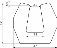 Уплотнитель ПВХ вставной 8,7x8,2 мм SENATOR тип U BY (1рул.=200пог.м.) — купить мебельную фурнитуру в Санкт-Петербурге | AKS мебель
