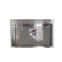 Мойка н/сталь, прямоугольная одночашевая, 700*460мм, глянец сатин, врезн на/вровень столешнице, AKS (3,0мм) — купить мебельную фурнитуру в Санкт-Петербурге | AKS мебель
