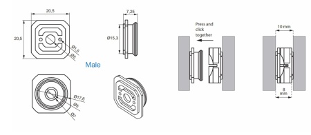 Соединитель для панелей кнопочный внутренний d25 SISO — купить мебельную фурнитуру в Санкт-Петербурге | AKS мебель
