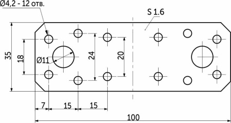 Пластина крепежная 100*35 — купить мебельную фурнитуру в Санкт-Петербурге | AKS мебель

