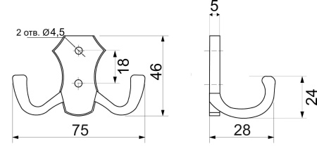 Крючок меб. двухрожковый мет. WP89 белый AKS — купить мебельную фурнитуру в Санкт-Петербурге | AKS мебель
