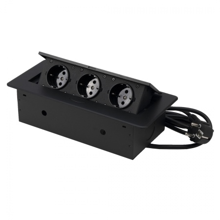 Выдвижной удлинитель NOVA, 3 розетки, черный AKS — купить мебельную фурнитуру в Санкт-Петербурге | AKS мебель
