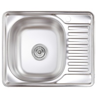 Мойка н/сталь, прямоугольная одночашевая, 580*480мм, матовый хром, врезн на столешницу, AKS (0,8 мм) — купить мебельную фурнитуру в Санкт-Петербурге | AKS мебель
