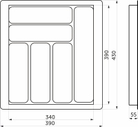 Лоток для столовых приборов 450 TR-02 (390～340*430～390*55), белый AKS — купить мебельную фурнитуру в Санкт-Петербурге | AKS мебель
