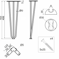 Опора меб. FLASH h410, слоновая кость AKS — купить мебельную фурнитуру в Санкт-Петербурге | AKS мебель
