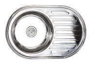 Мойка н/сталь, овальная одночашевая, 770*500мм, полированный хром, врезн на столешницу, AKS (0,8мм) — купить мебельную фурнитуру в Санкт-Петербурге | AKS мебель
