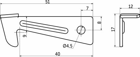 Замок фиксации столешницы AKS крючок — купить мебельную фурнитуру в Санкт-Петербурге | AKS мебель
