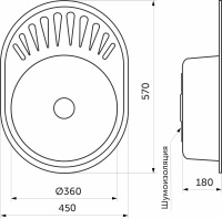 Мойка н/сталь, овальная одночашевая, 570*450мм, матовый хром, врезная на столещницу, AKS (0,8мм) — купить мебельную фурнитуру в Санкт-Петербурге | AKS мебель
