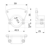 Держатель полки к трубе d25 (595) односторонний, вакуумное хромирование AKS — купить мебельную фурнитуру в Санкт-Петербурге | AKS мебель
