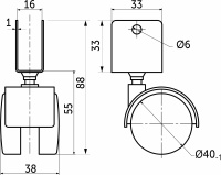 Колесо меб. пласт. d40 U-образное, черный AKS тип2 — купить мебельную фурнитуру в Санкт-Петербурге | AKS мебель

