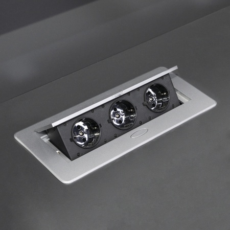 Выдвижной удлинитель NOVA, 3 розетки, алюминий AKS — купить мебельную фурнитуру в Санкт-Петербурге | AKS мебель
