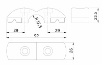 Соединитель стекло/плита к трубе d25 (551) двойной (с вкладышами), хром AKS — купить мебельную фурнитуру в Санкт-Петербурге | AKS мебель
