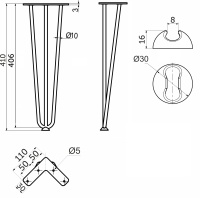Опора меб. FLASH h410, черный AKS — купить мебельную фурнитуру в Санкт-Петербурге | AKS мебель
