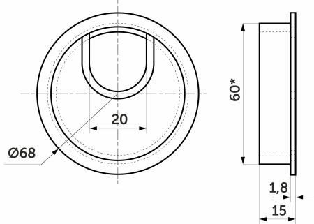Пропуск кабельный металл D60мм черный AKS — купить мебельную фурнитуру в Санкт-Петербурге | AKS мебель
