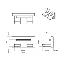 Заглушка к алюминиевому профилю Line Mini, серая, HLT — купить мебельную фурнитуру в Санкт-Петербурге | AKS мебель
