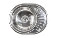 Мойка н/сталь, овальная одночашевая, 570*450мм, полированный хром, врезн на столешницу, AKS (0,8мм) — купить мебельную фурнитуру в Санкт-Петербурге | AKS мебель
