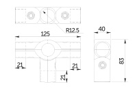 Соединитель 4-х труб d25 (562) угловой, хром AKS — купить мебельную фурнитуру в Санкт-Петербурге | AKS мебель
