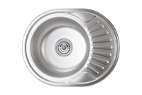 Мойка н/сталь, овальная одночашевая, 570*450мм, декорированная хром, врезн на столешницу, AKS (0,8мм) — купить мебельную фурнитуру в Санкт-Петербурге | AKS мебель
