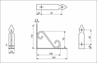 Полкодержатель мет. MELODY 145*110, белый AKS — купить мебельную фурнитуру в Санкт-Петербурге | AKS мебель
