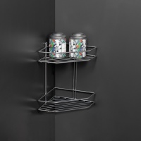 Полка подвесная угловая 2-ярусная 202*202*282, серебро РФ — купить мебельную фурнитуру в Санкт-Петербурге | AKS мебель
