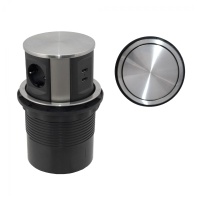 Выдвижной удлинитель Tor USB, 120 мм 3 розетки + 2USB, сталь, AKS — купить мебельную фурнитуру в Санкт-Петербурге | AKS мебель
