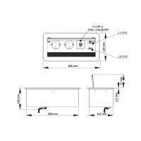 Выдвижной удлинитель Atlas USB, 2 розетки, 2xUSB, HDMI, LAN, черный AKS — купить мебельную фурнитуру в Санкт-Петербурге | AKS мебель
