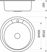 Мойка н/сталь, круглая одночашевая, d510мм, матовый хром, врезн на столешницу, AKS (0,8мм) — купить мебельную фурнитуру в Санкт-Петербурге | AKS мебель
