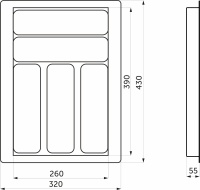 Лоток для столовых приборов 400 TR-05 (320～260*430～390*55), черно-серый мрамор AKS — купить мебельную фурнитуру в Санкт-Петербурге | AKS мебель
